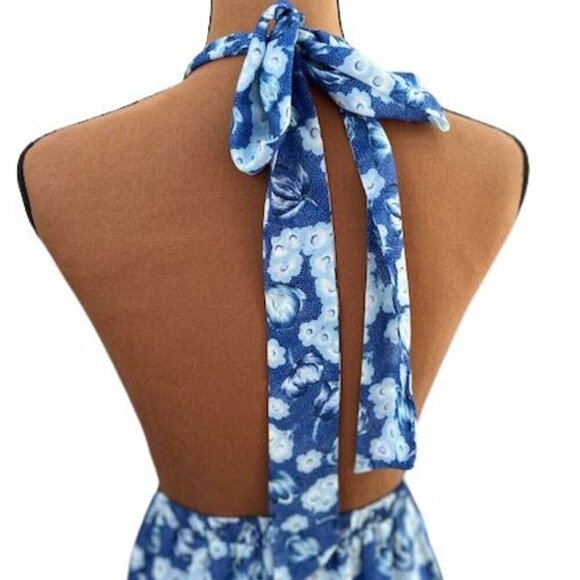Chelsea 28 Blue Floral Halter Neck Maxi Dress – Size XL - NWOT - Picture 6 of 7